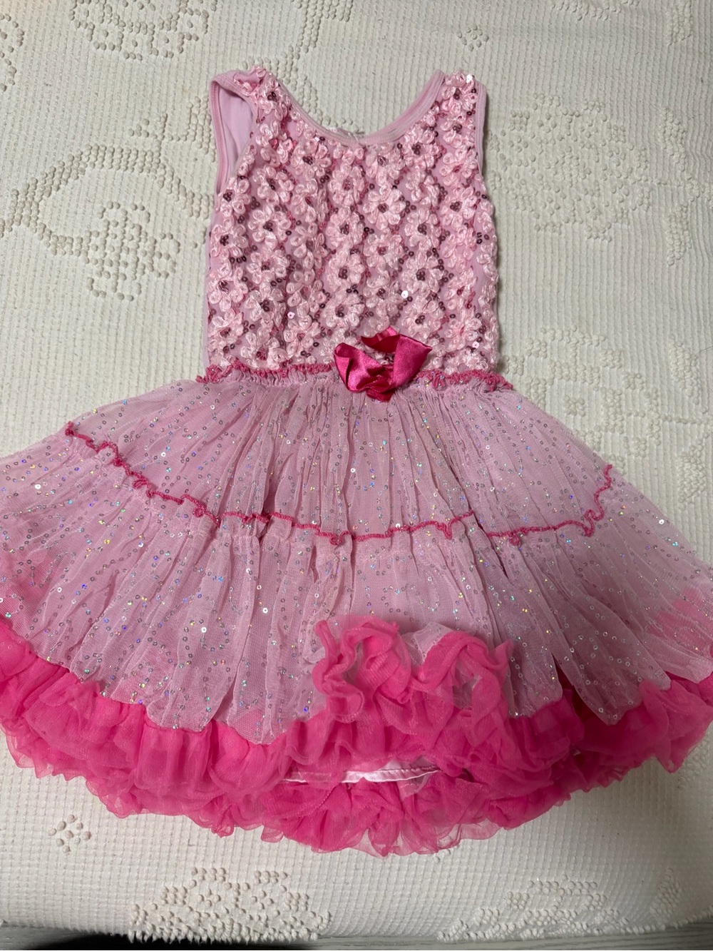 Pink Sequin Tulle Princess Kids Costume Dress